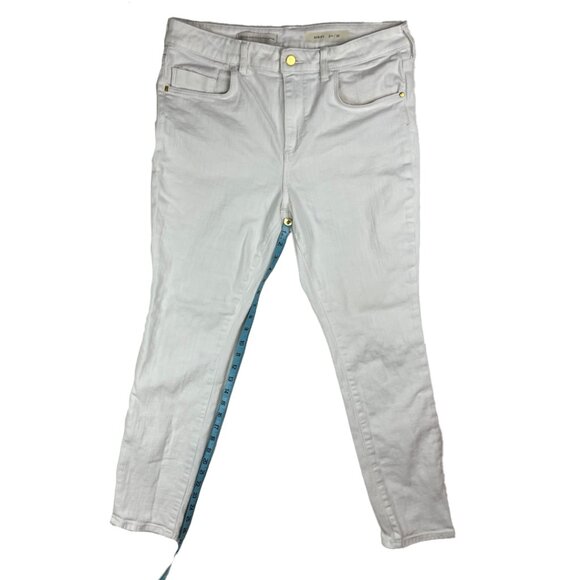 Anthropologie Pilcro Script White Jeans Size 32 Slim Straight Leg High Rise - Picture 14 of 14